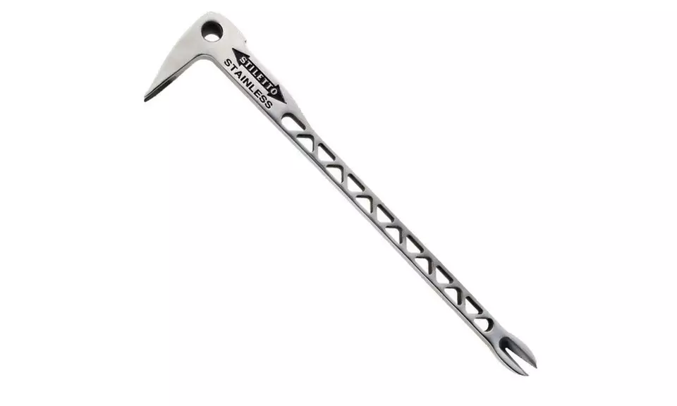 Stiletto SSCLW12-2 12" Stainless Steel Clawbar Nail Puller Dimpler Cats Paw - Primary Image