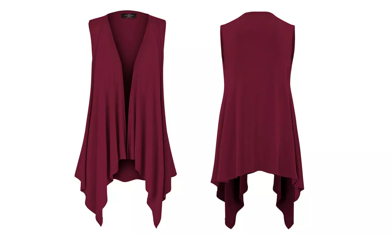 Women's Lightweight Sleeveless Solid Open Front Drape Vest Cardigan