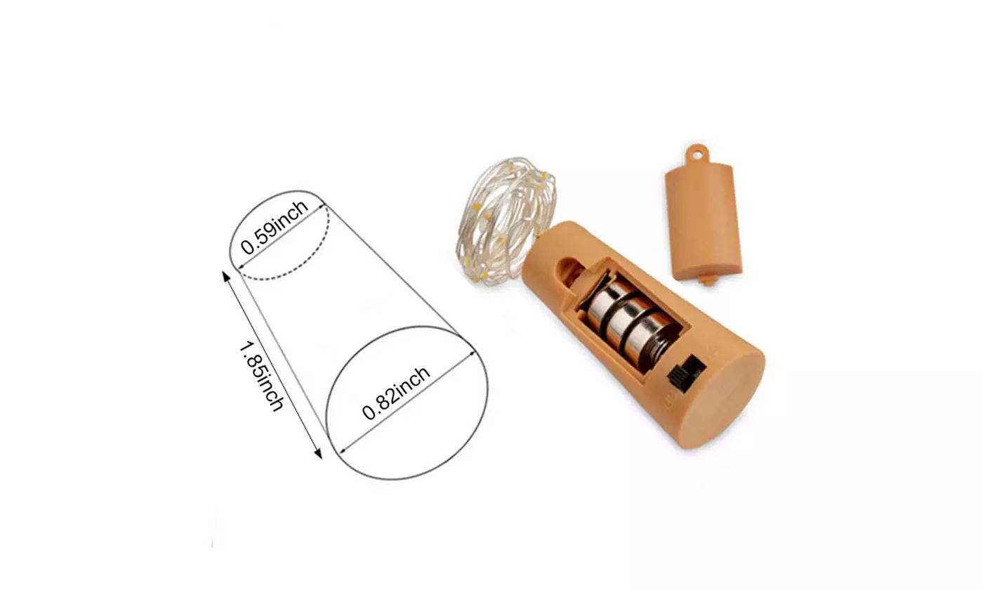 6 Pack 20 LED Wine Bottle Cork Lamp Fairy String  Lights for DIY Wedding Party