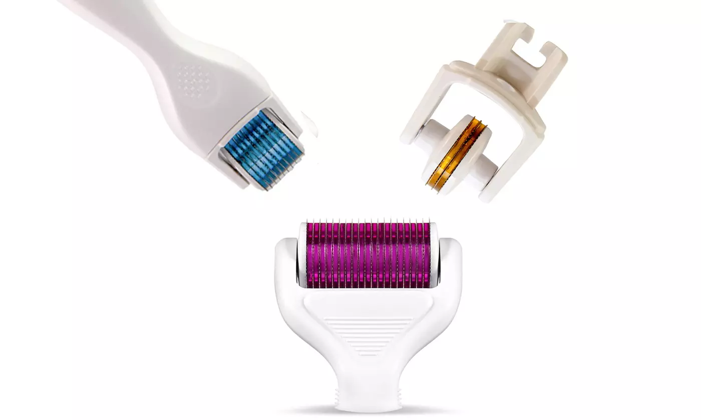 3 in 1 Derma Roller Micro Needle Kits Titanium Needles Set (0.5mm, 1.0mm, 1.5mm)