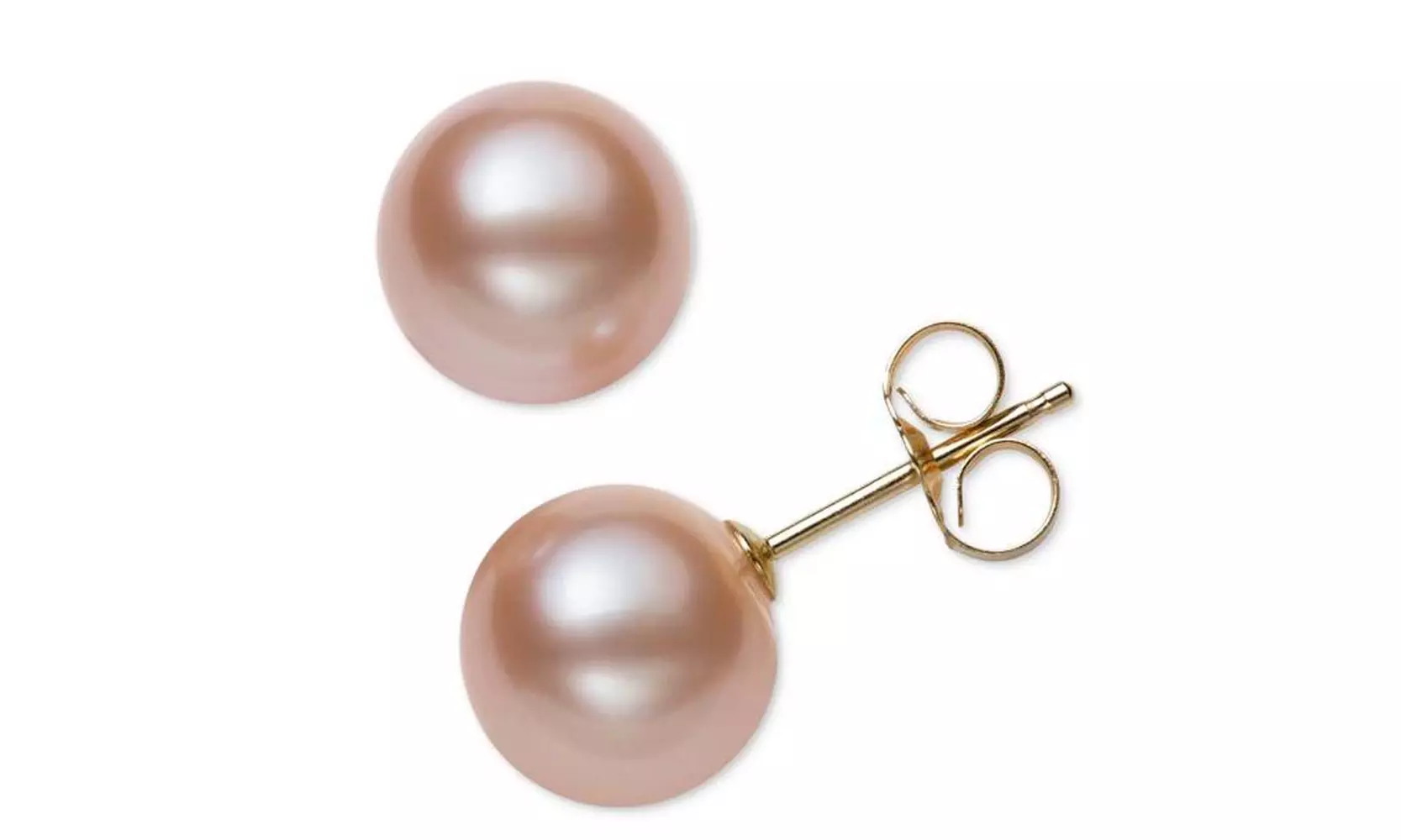 Paris Jewelry 14k Gold Plated 6-7mm Pink Freshwater Cultured Pearl Stud Earrings - Primary Image