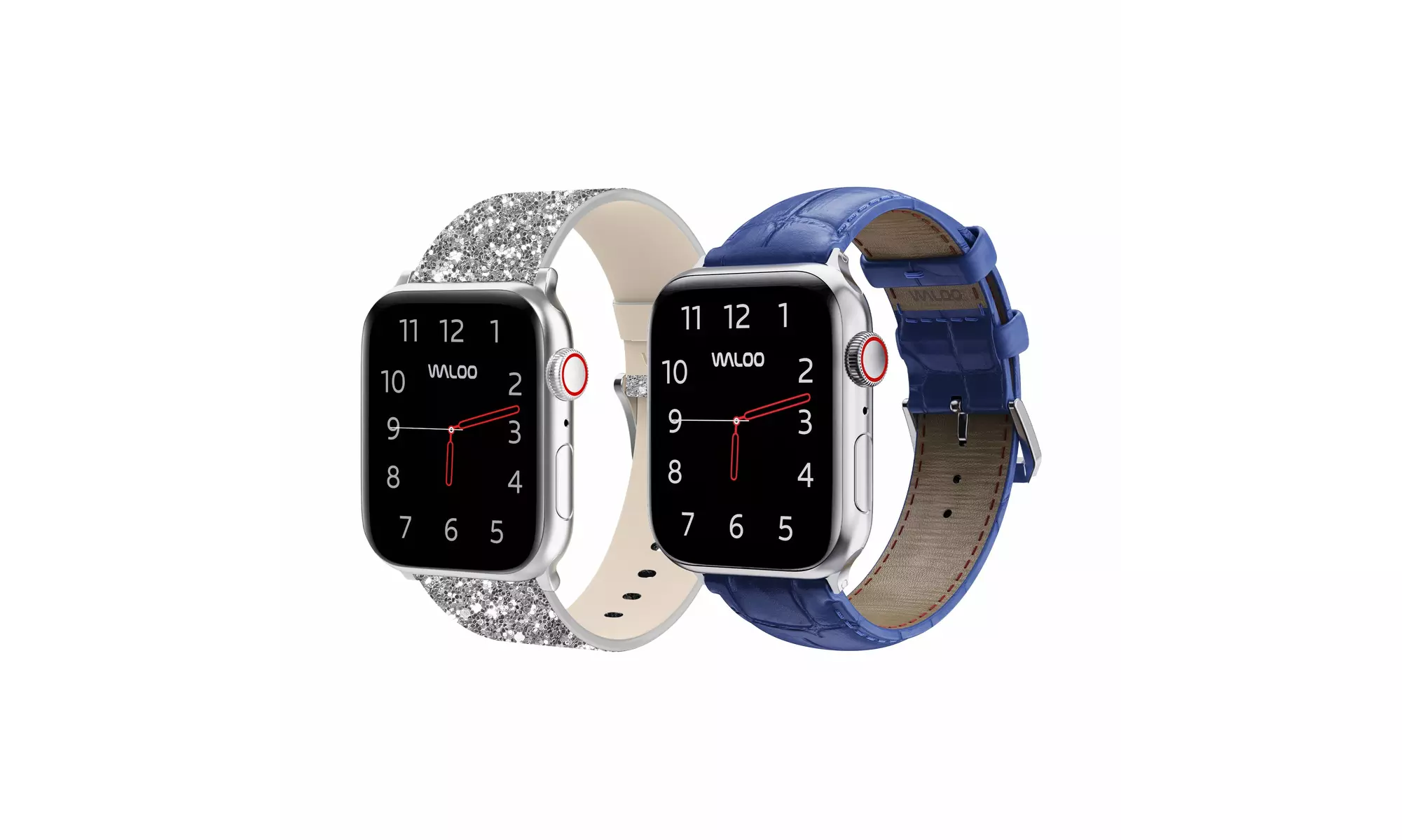 Waloo 2-Pack Leather Bling and Crocodile Embossed Apple Watch Bands