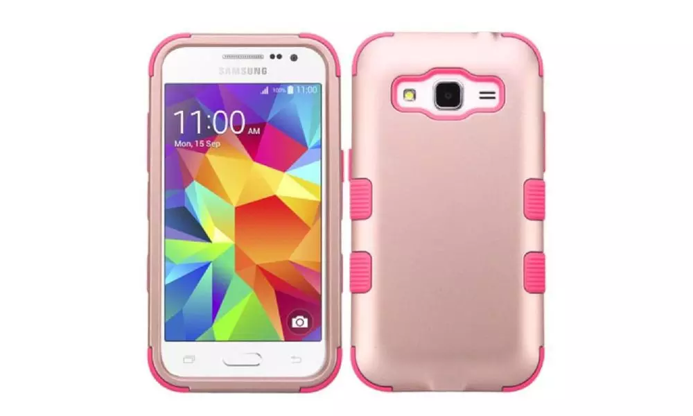 Insten Hard Hybrid Case For Samsung Galaxy Core Prime Rose Gold/pink - Primary Image