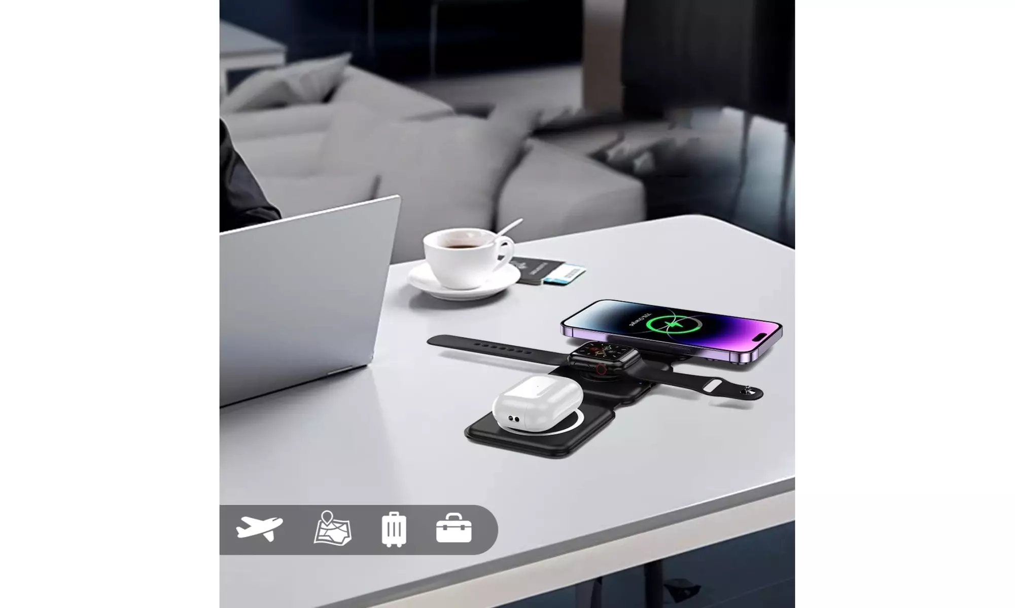 3 in 1 Wireless Charging Pad W/ 20w Wall Adapter for Apple Watch Air Pods iPhone