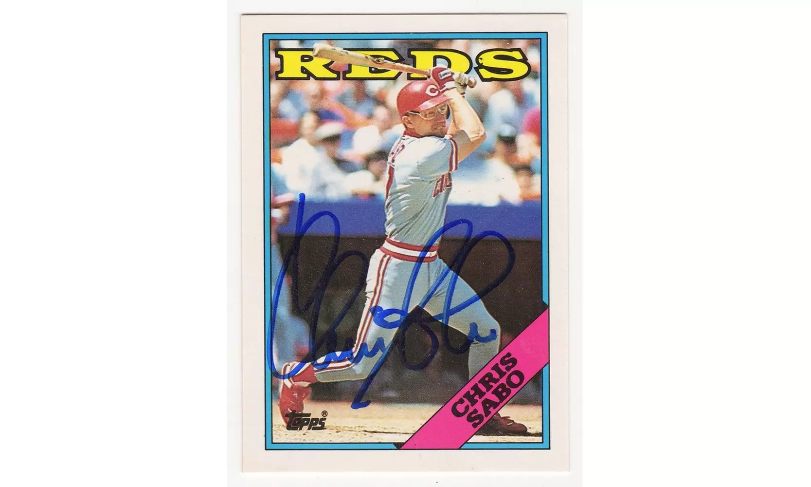 Chris Sabo Signed Reds 1988 Topps Traded Rookie Baseball Trading Card #98T - Primary Image