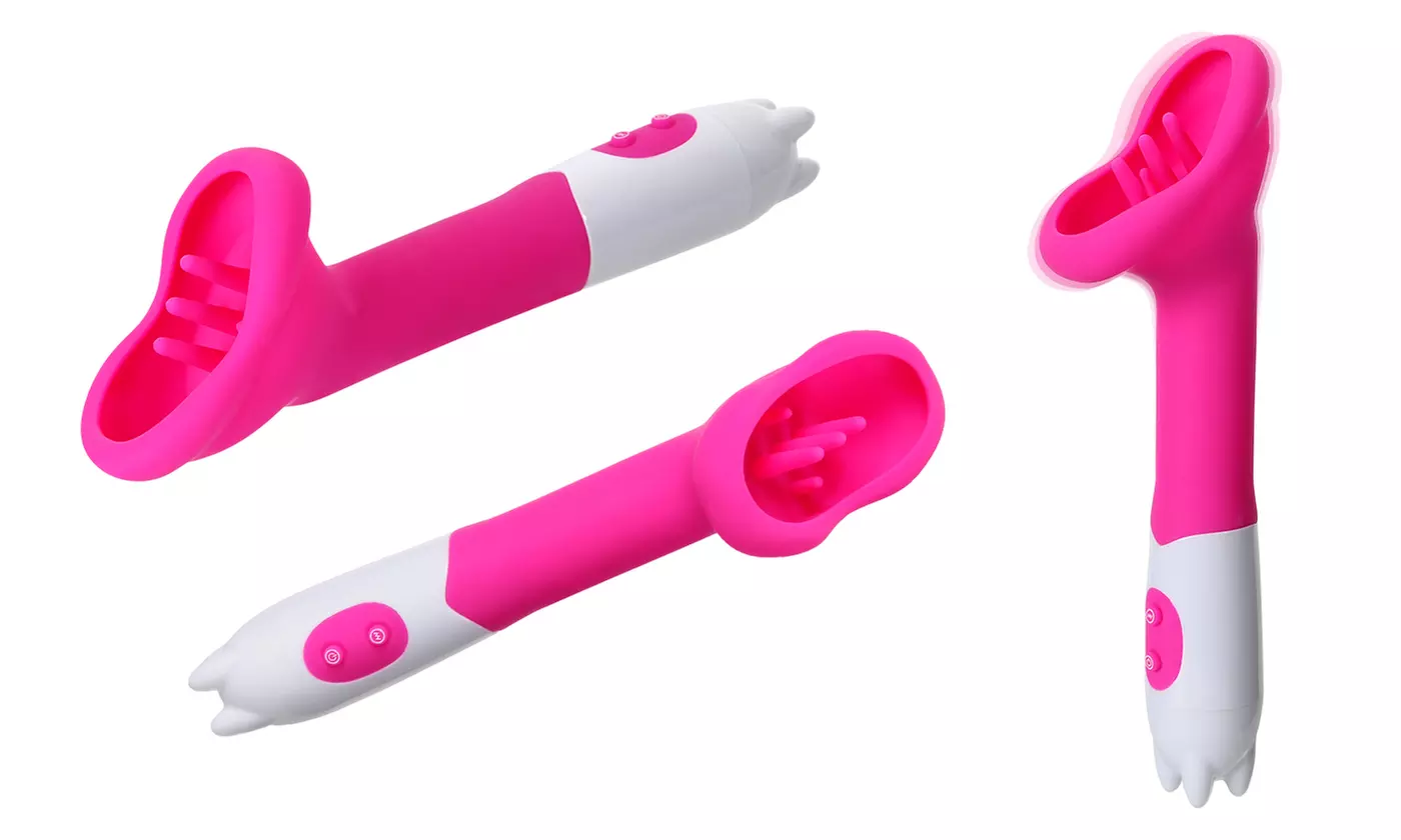 12 Speeds Oral Licking Clitoral Flutter Vibrator Dildo Stick Wand Massager - Primary Image