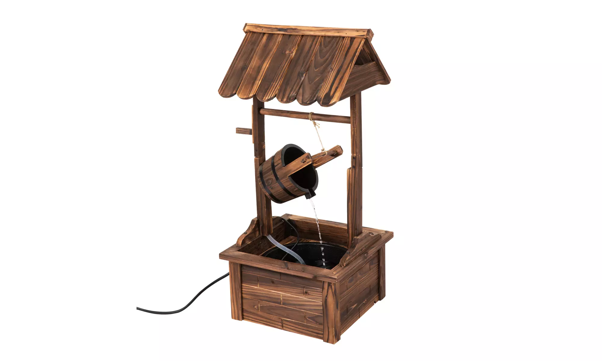 Kinbor Wooden Fountain Waterfall Fountain with Pump & Barrel Outdoor Waterfall - Primary Image