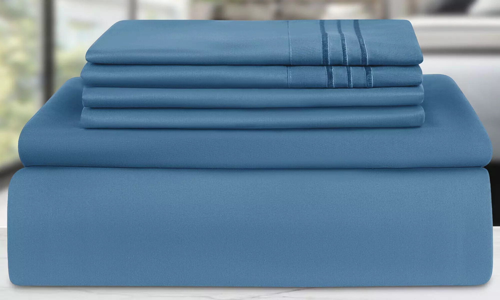 Lux Decor 6pc Premium Soft Microfiber Bed Sheet Set with Pillowcases