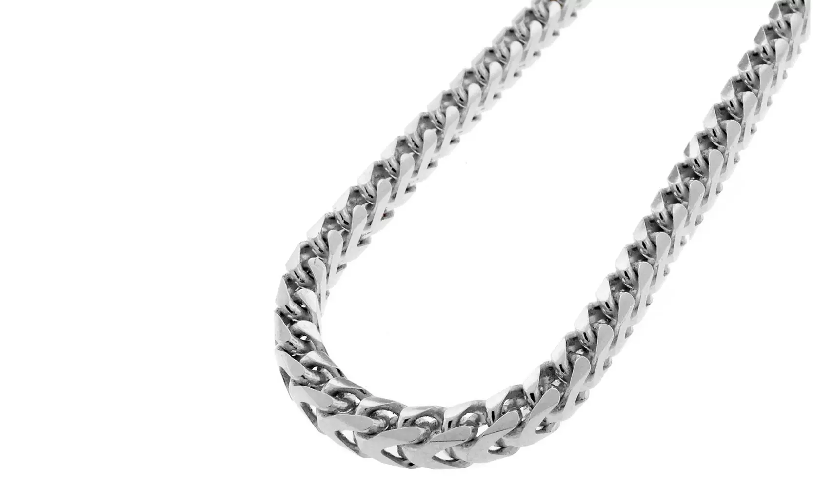 Italian Men's Sterling Silver 4MM Hollow Franco Chain Necklace 18"-30" - Second Medium
