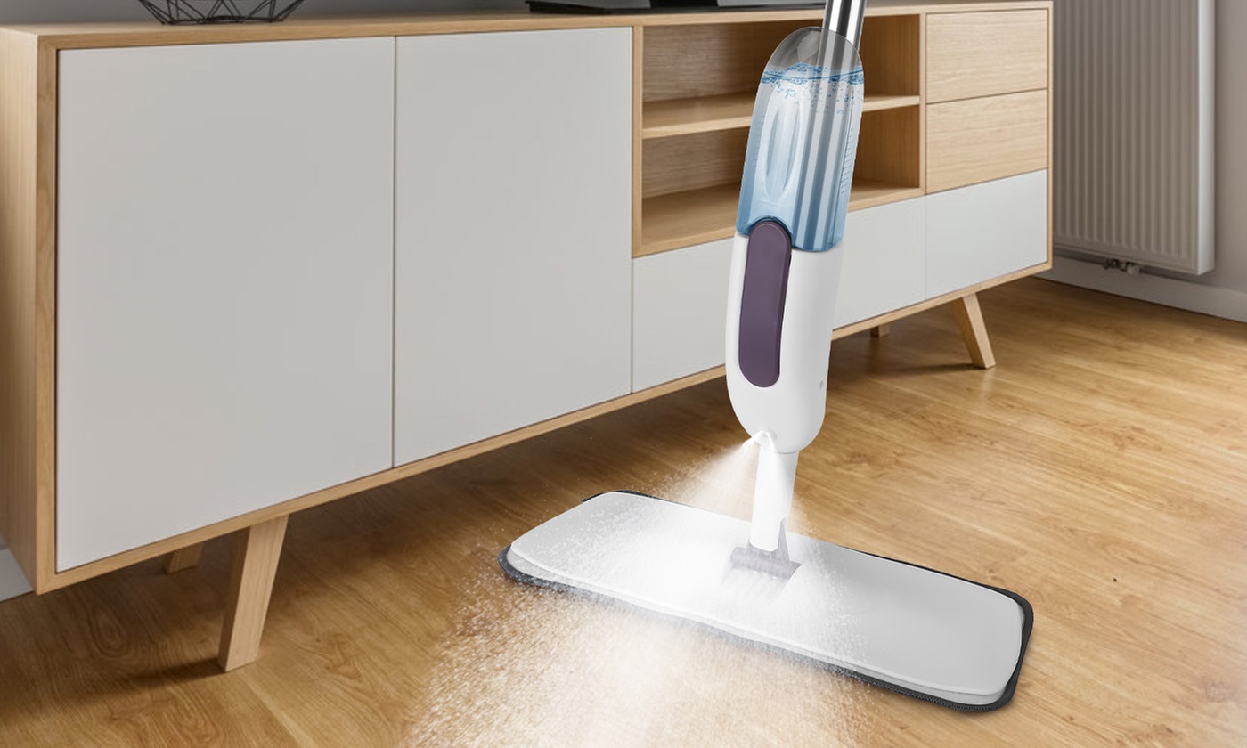  NewHome Spray Mop with 12oz Refillable Bottle and Three Washable Pads 