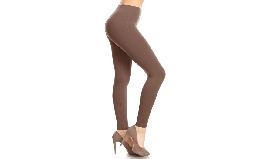 Image 78: Plus size,Solid Color Basic Soft Comfy Elastic Waistband High Waist Leggings