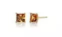  14k Yellow Gold Plated Princess Lab Created Citrine Stud Earrings - Primary Image