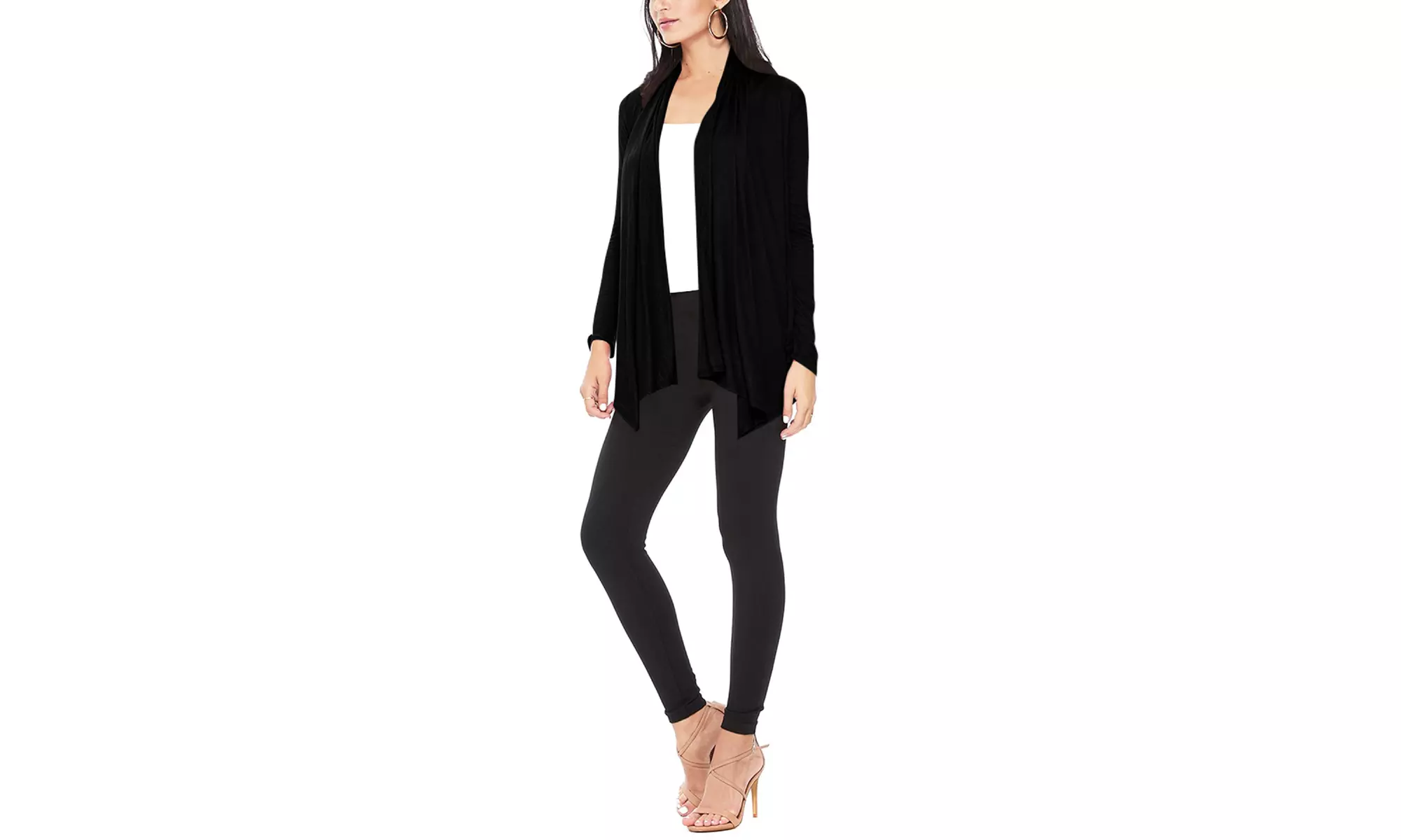 Women's Casual Long Sleeve Open Front Draped Cardigan (Pack of 2)