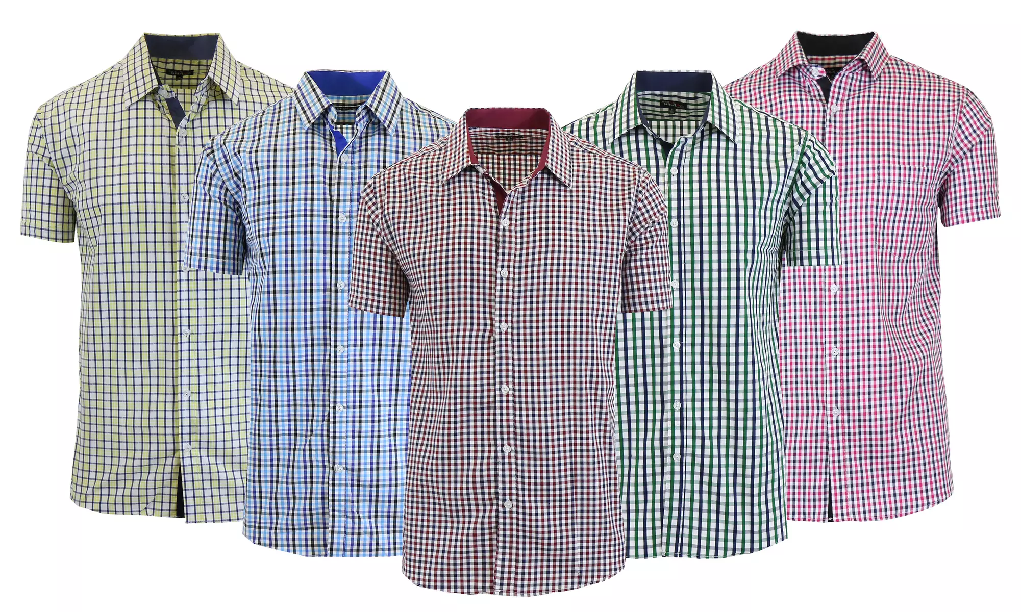Men's Short Sleeve Slim-Fit Gingham & Checkered Designed Dress Shirts (S-2XL) - Primary Image