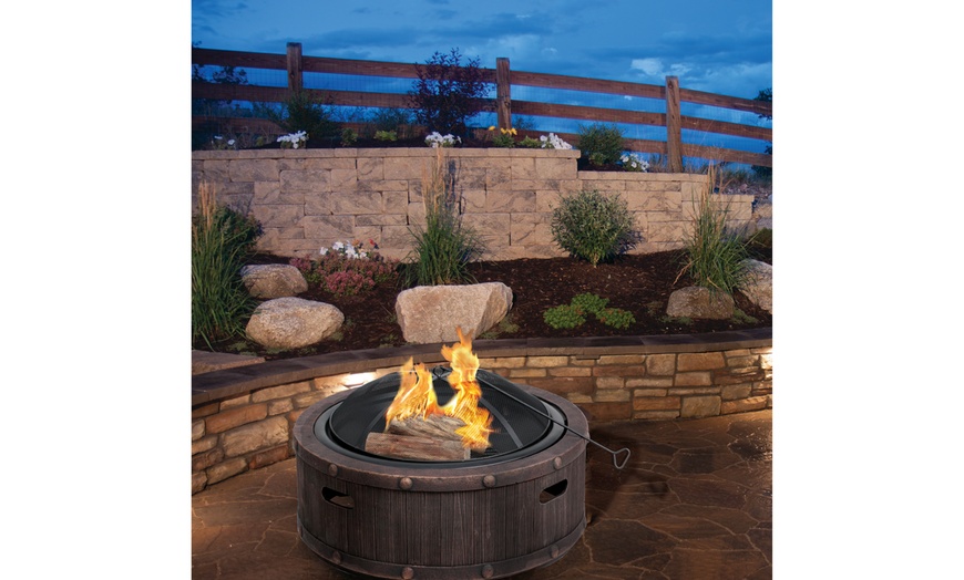 Sun Joe SJFP35-STN-BRL 35-in. Cast Stone Base, Wood Burning Fire Pit ...