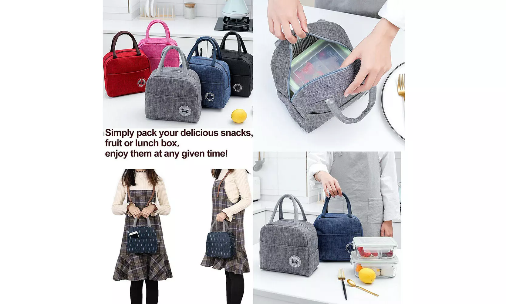 Portable Insulated Lunch Bag Bento Box Cooler Tote for Kids Adult Men Women