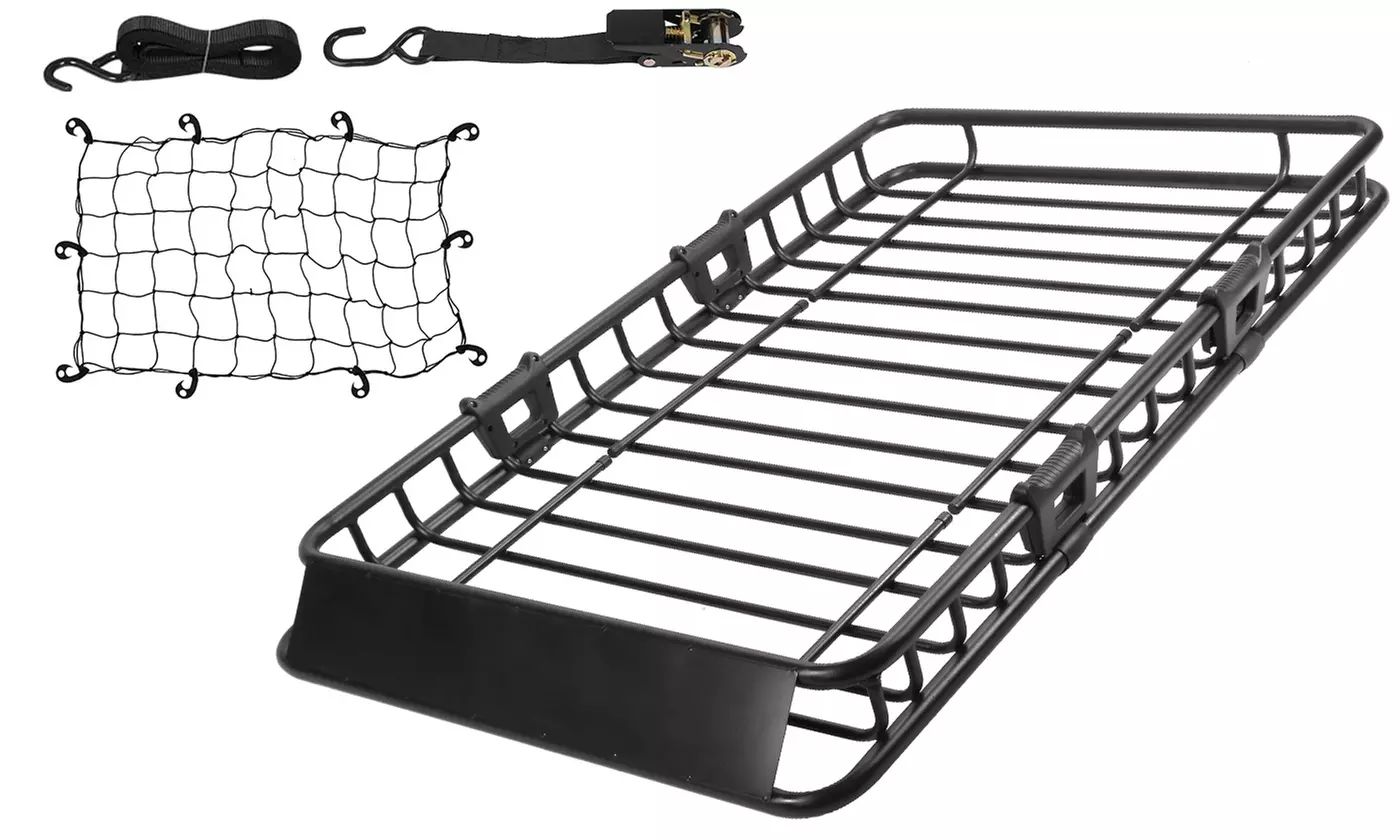 iMounTEK Roof Rack Cargo Carrier Luggage Basket w/ Hook Straps & Elastic Net - Primary Image