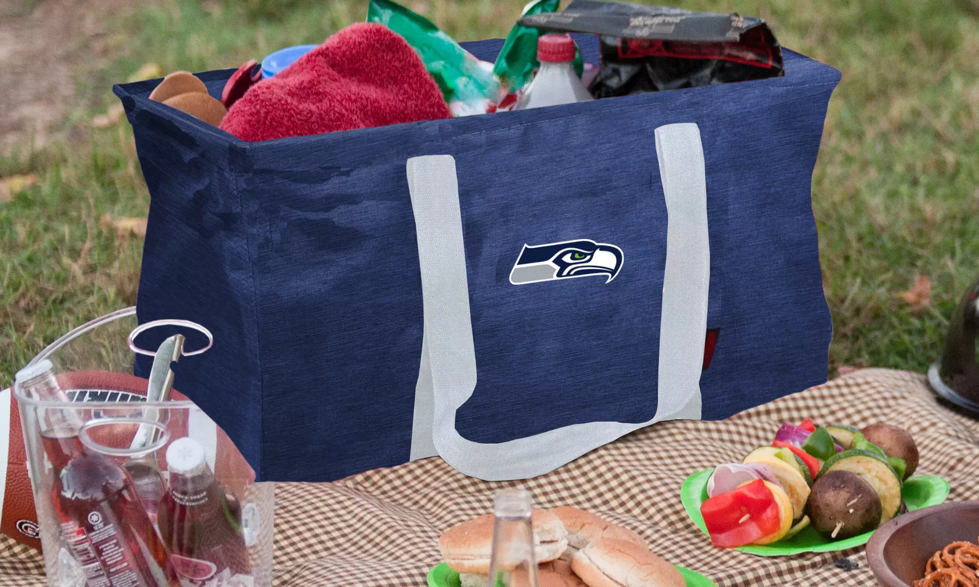 Logo Brands NFL Crosshatch Collapsible Picnic Caddy Tote - Primary Image