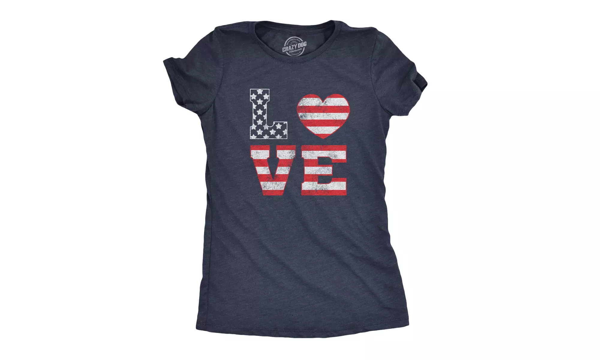 Womens Love American Flag Tshirt Cute 4th Of July Tee