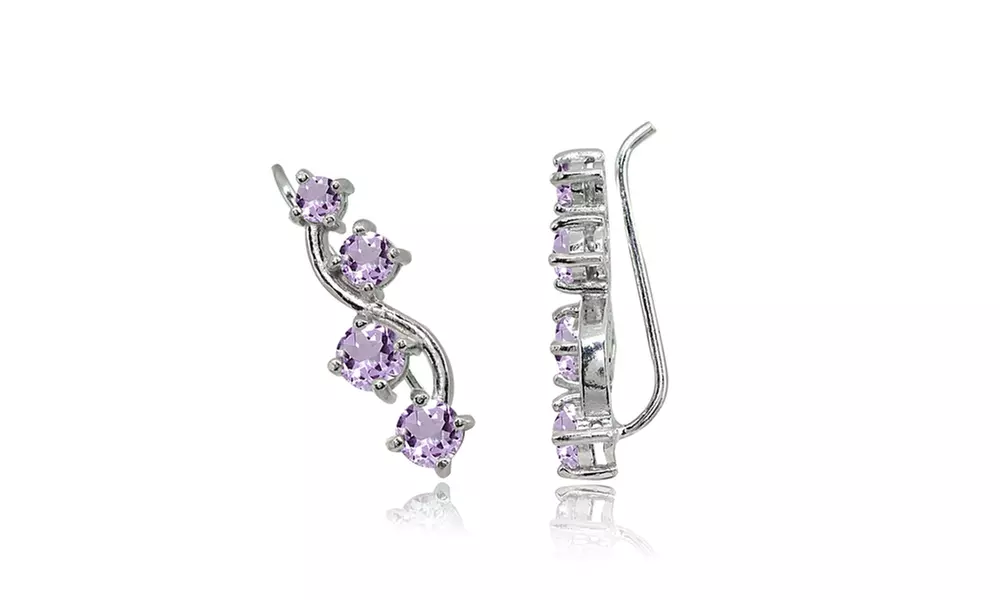 Sterling Silver Amethyst Vine Climber Crawler Earrings