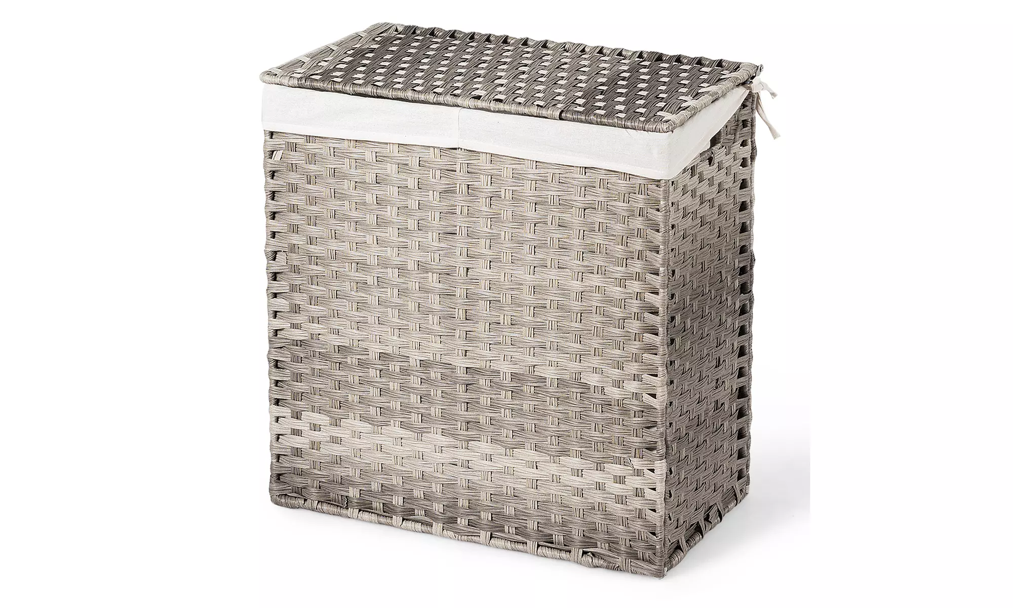 Costway Handwoven Laundry Hamper W/Removable Liner Bag Synthetic Rattan Basket - Primary Image