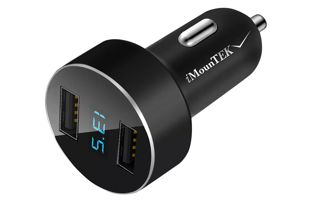 iMounTEK 15W/3.1A Dual USB LCD Display Car Charger Fast Car Charging Adapter - Second Medium
