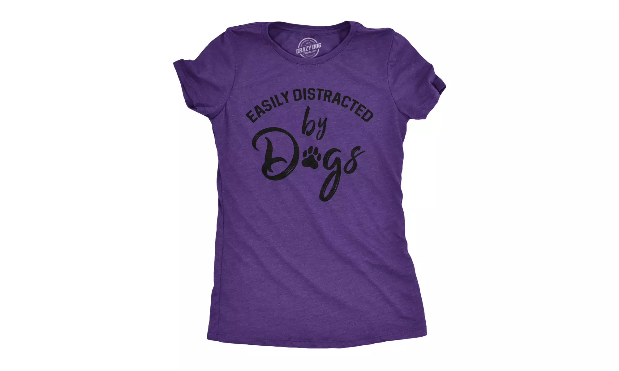 Womens Easily Distracted By Dogs T shirt Funny Graphic Dog Mom Lover Cute Gift