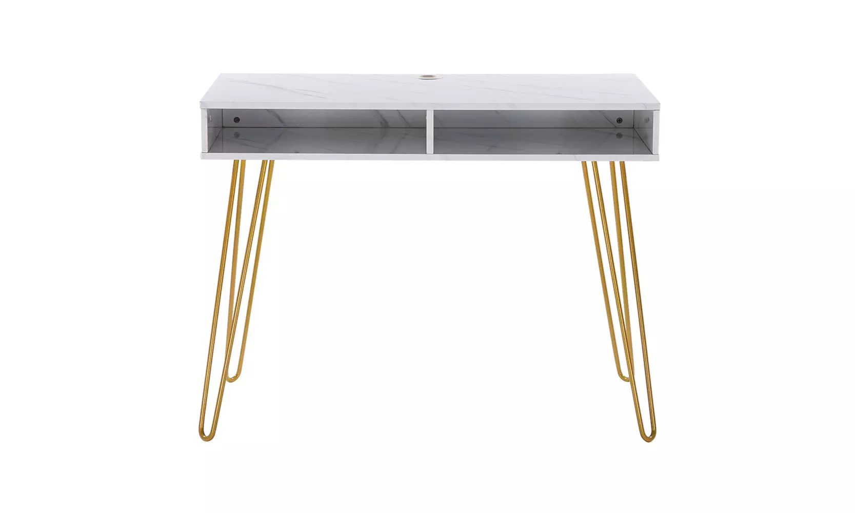 Computer Table New Marble Iron Foot MDF Metal Weight Capacity 220 lbs White - Primary Image