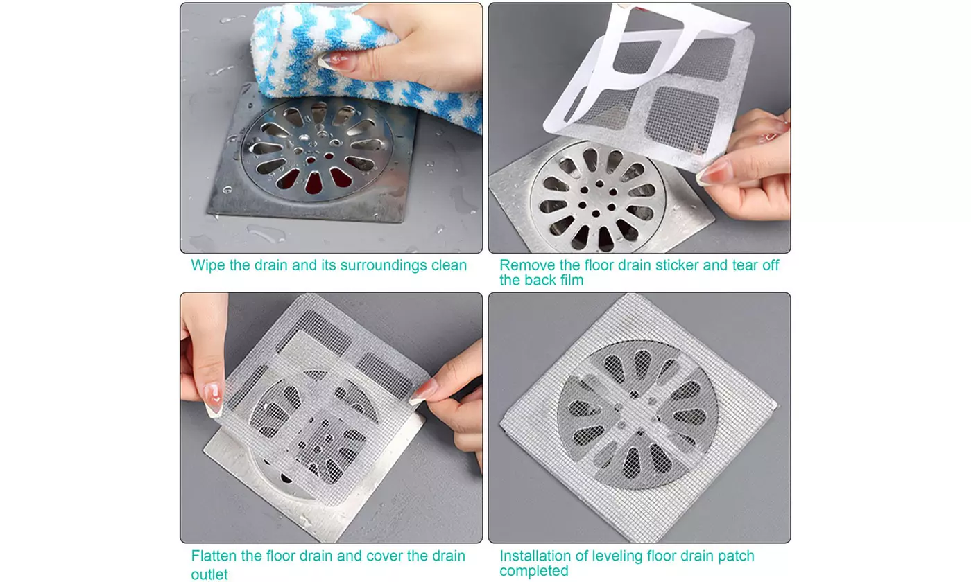 Disposable Shower Drain Covers Hair Catchers Mesh Stickers (20 or 50 Pack)