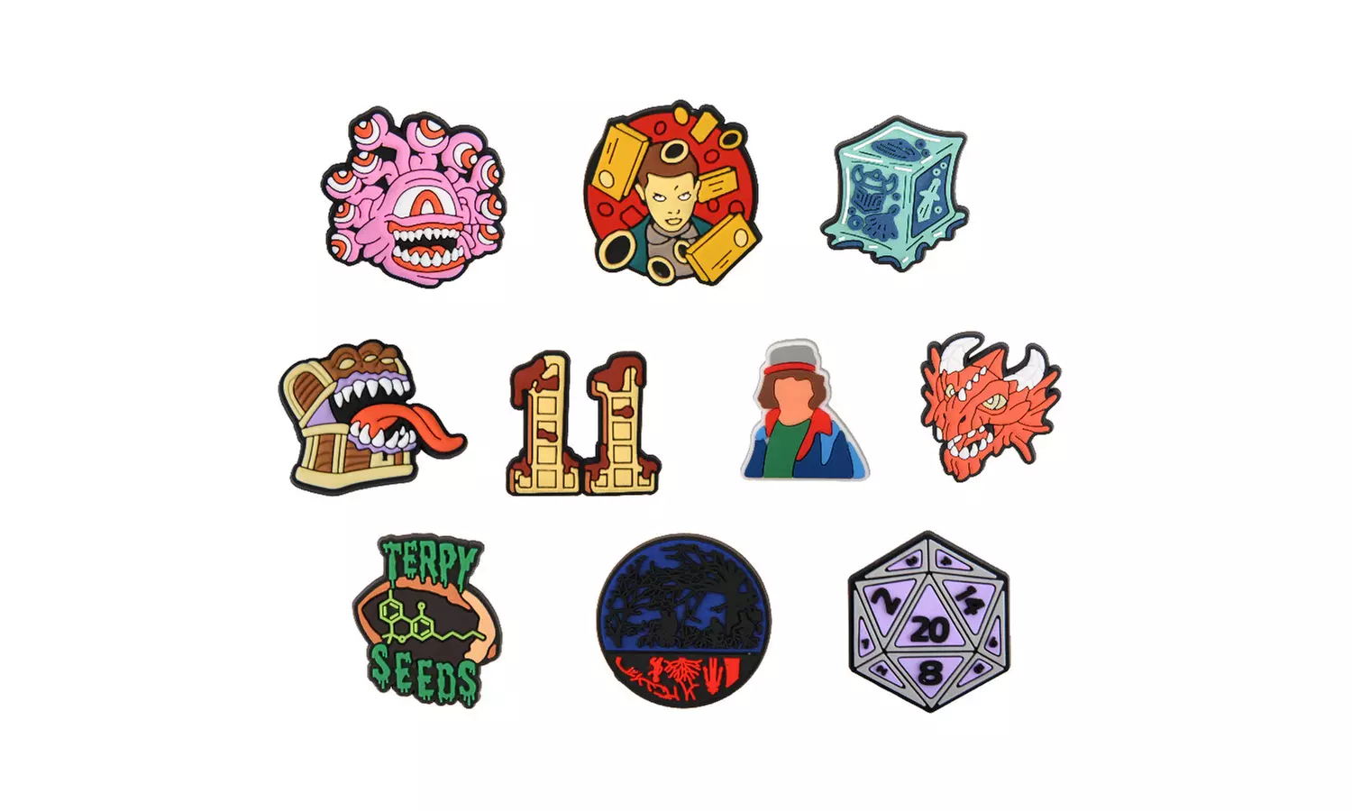 10 Pcs Stranger Things Croc Shoe PVC Decoration Charms - Primary Image