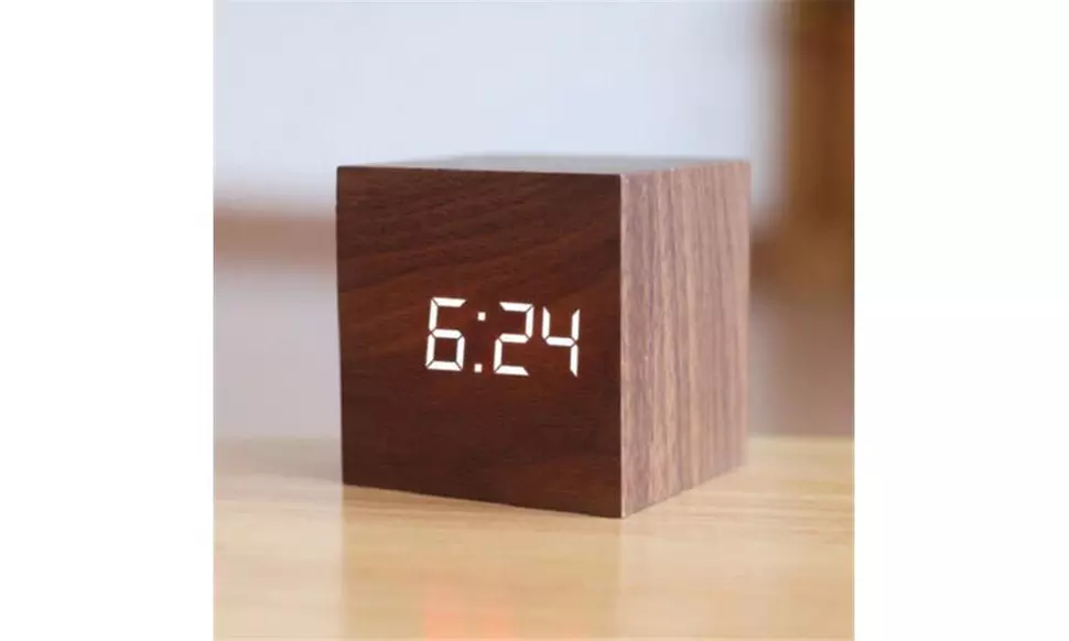 New Modern Wooden Wood Digital LED Desk Alarm Clock Thermometer Timer Calendar - Second Medium