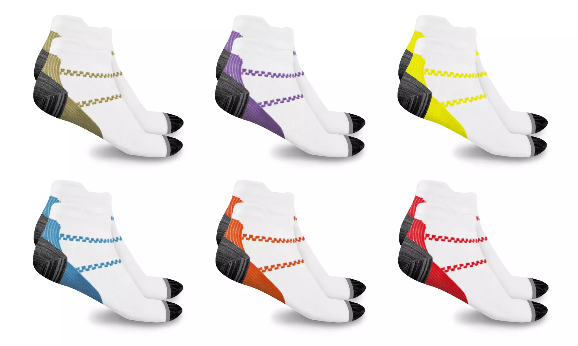 Unisex Ankle-length Compression Socks (6-Pairs) - Primary Image