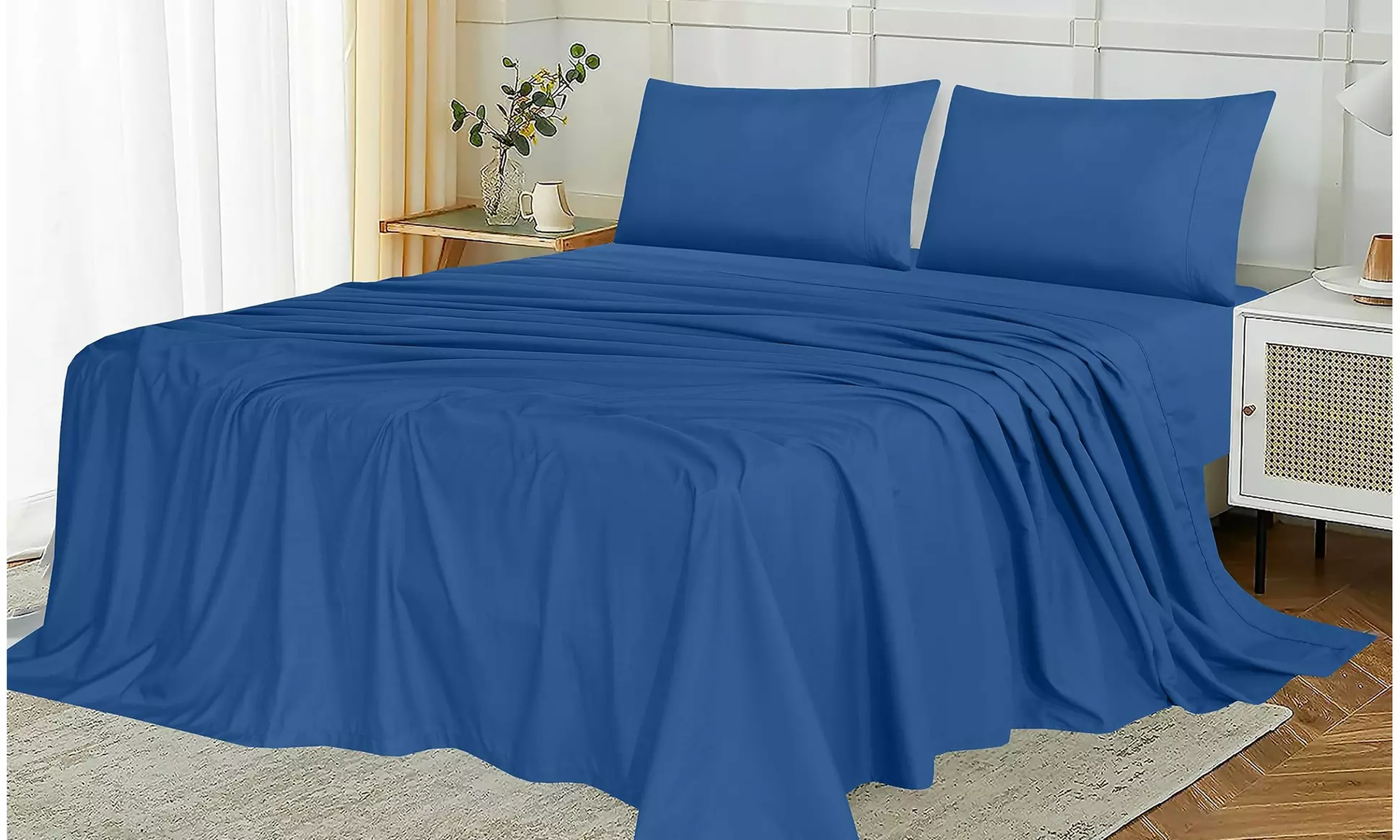 Ruvanti 1800 Series 4 Piece Microfiber Bed Sheet Set Soft Deep Pocket Sheet