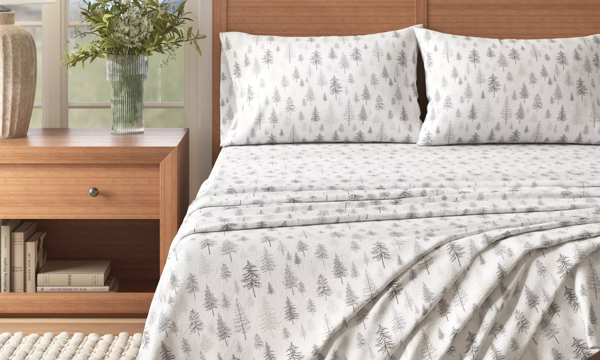 Nature Print Turkish Cotton Flannel Sheet Set