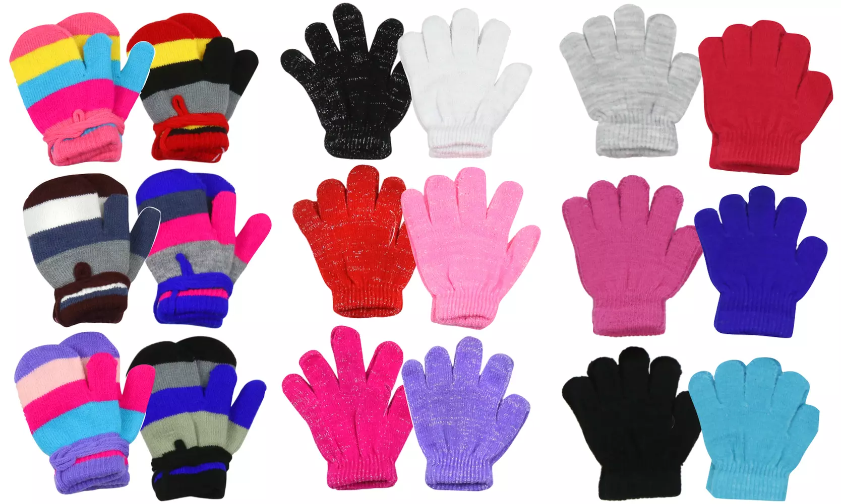 (6 Pack) Kids' Soft Cozy Warm Winter Gloves & Mittens - Primary Image