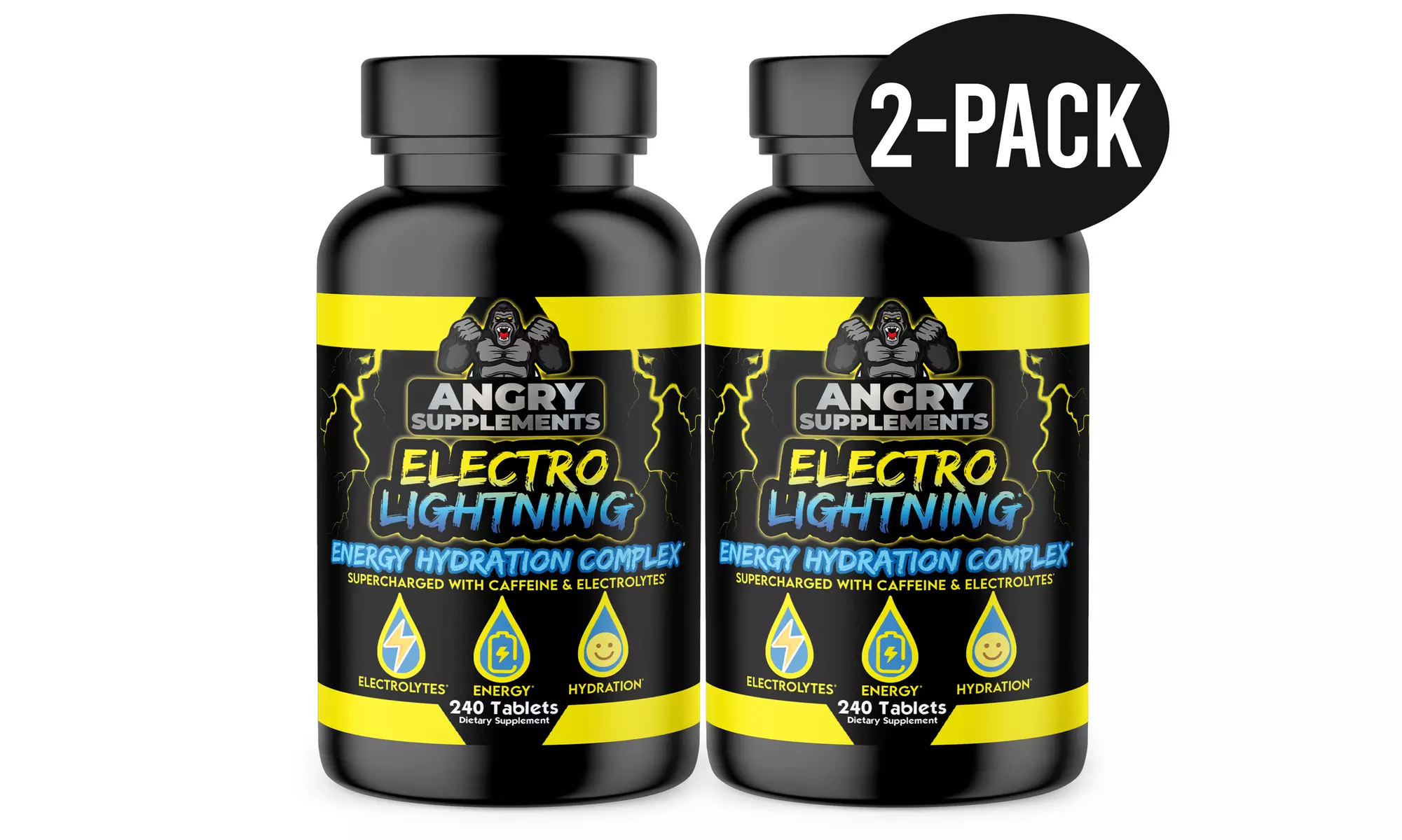 Angry Supplements Electro Lightning Energy Hydration Complex Tablets, 2PK 420ct - Primary Image