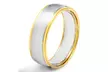 Stainless Steel Goldplated Two-Tone Grooved Band Ring - Second Medium