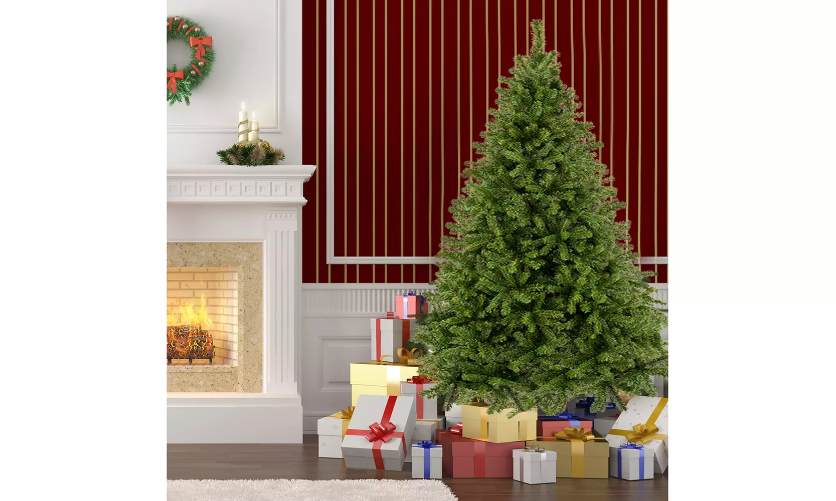 7.5FT Unlit Artificial Full 1450 Branches Christmas Pine Tree Sturdy Metal Legs  - Primary Image