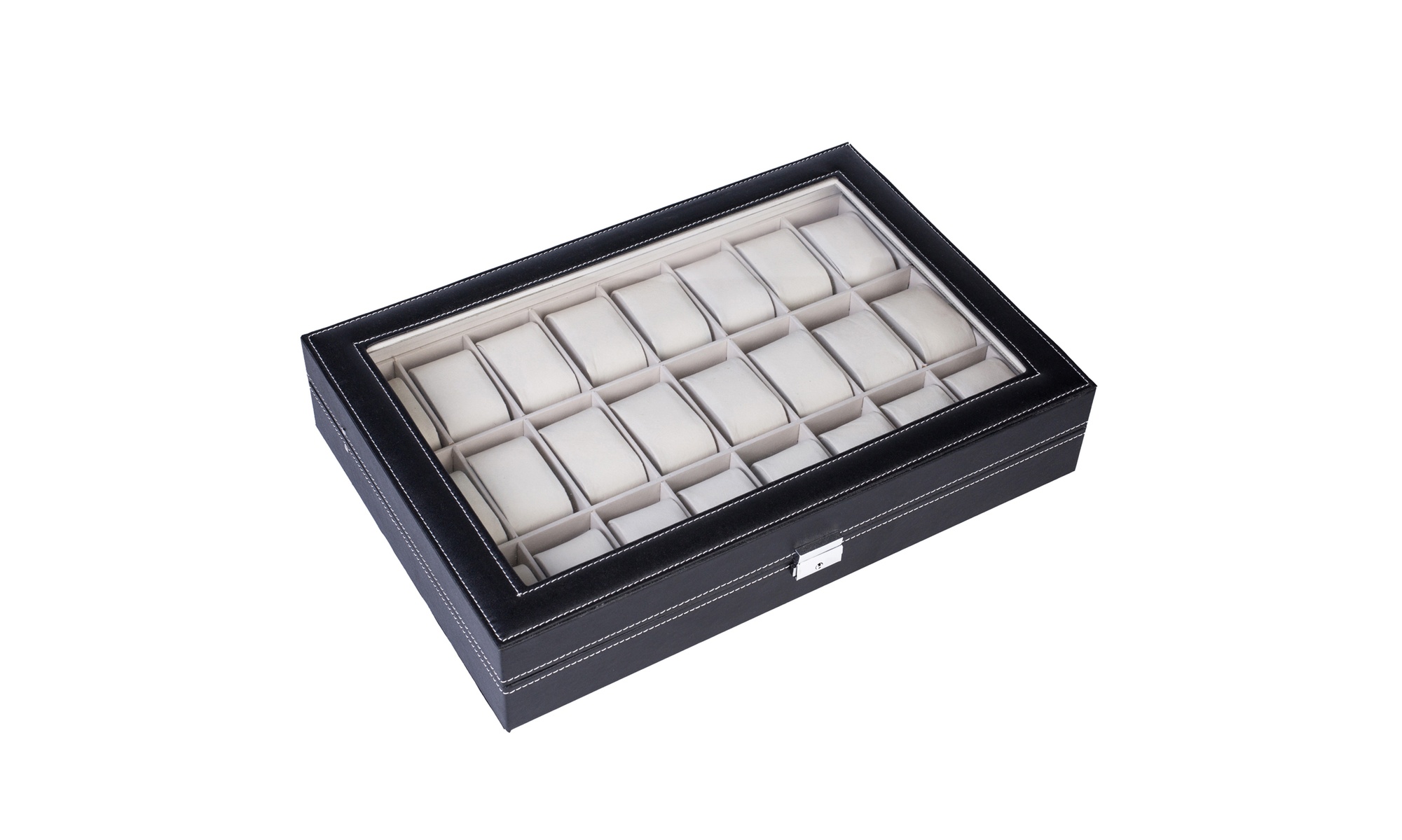 PU Leather Watch Cushion Display Glass Top Organizer Box(6,10,12,20,24 Slots)