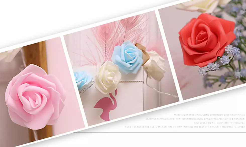 9.84 Ft 20 LED Rose Flower Lights String Battery Operated Wedding Home Party