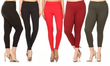 Women'sHigh Waist Pull-On Stretch Skinny Jeggings Pant Plus Size Available Red Medium (6-8)