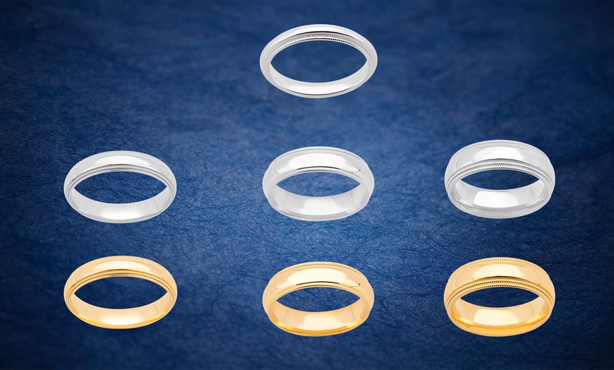 Image 4: Unisex 3 MM - 6 MM 14K Solid Gold Charming Milgrain Wedding Band By L'Artiste