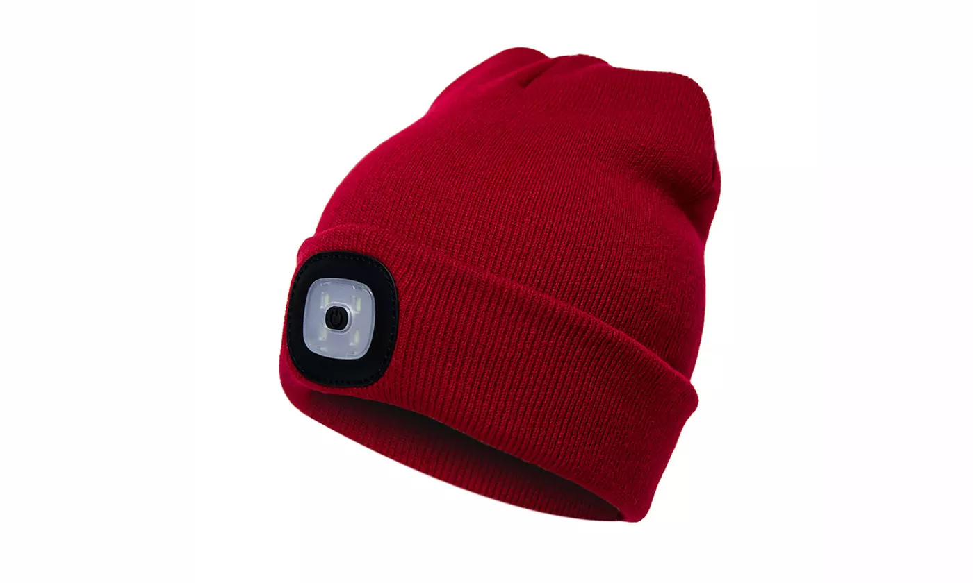 Extremely Bright LED Lighted Beanie Cap, USB Rechargeable-7 Colors To Pick From