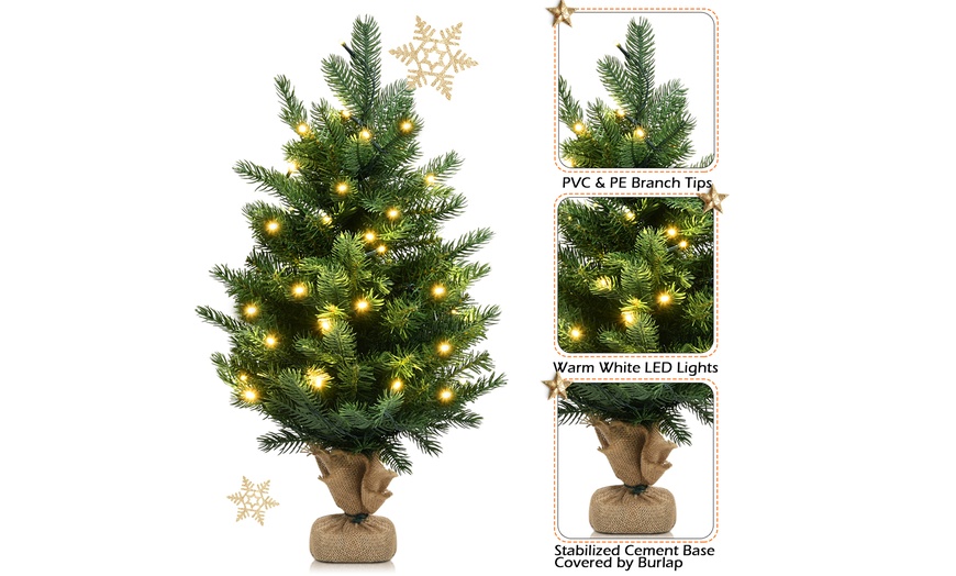 24" Pre-Lit Tabletop Fir Artificial Christmas Tree Decor