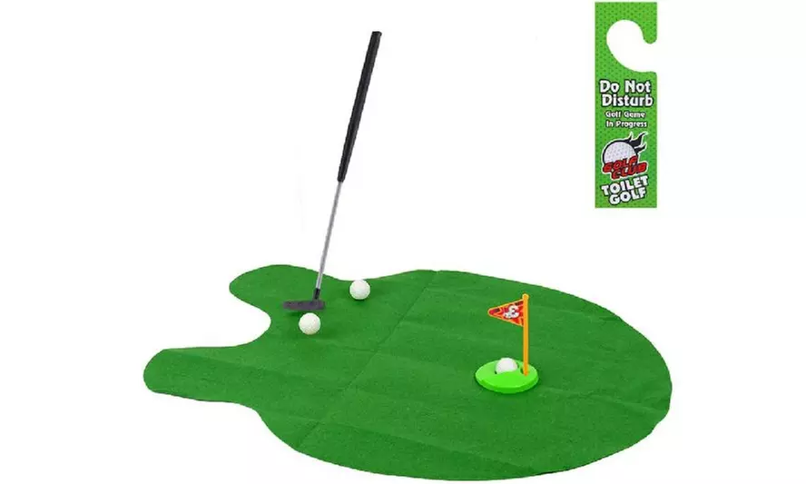 Toilet Mini Golf Game Set Putting Funny Novelty Game Golf Training Euipment - Primary Image