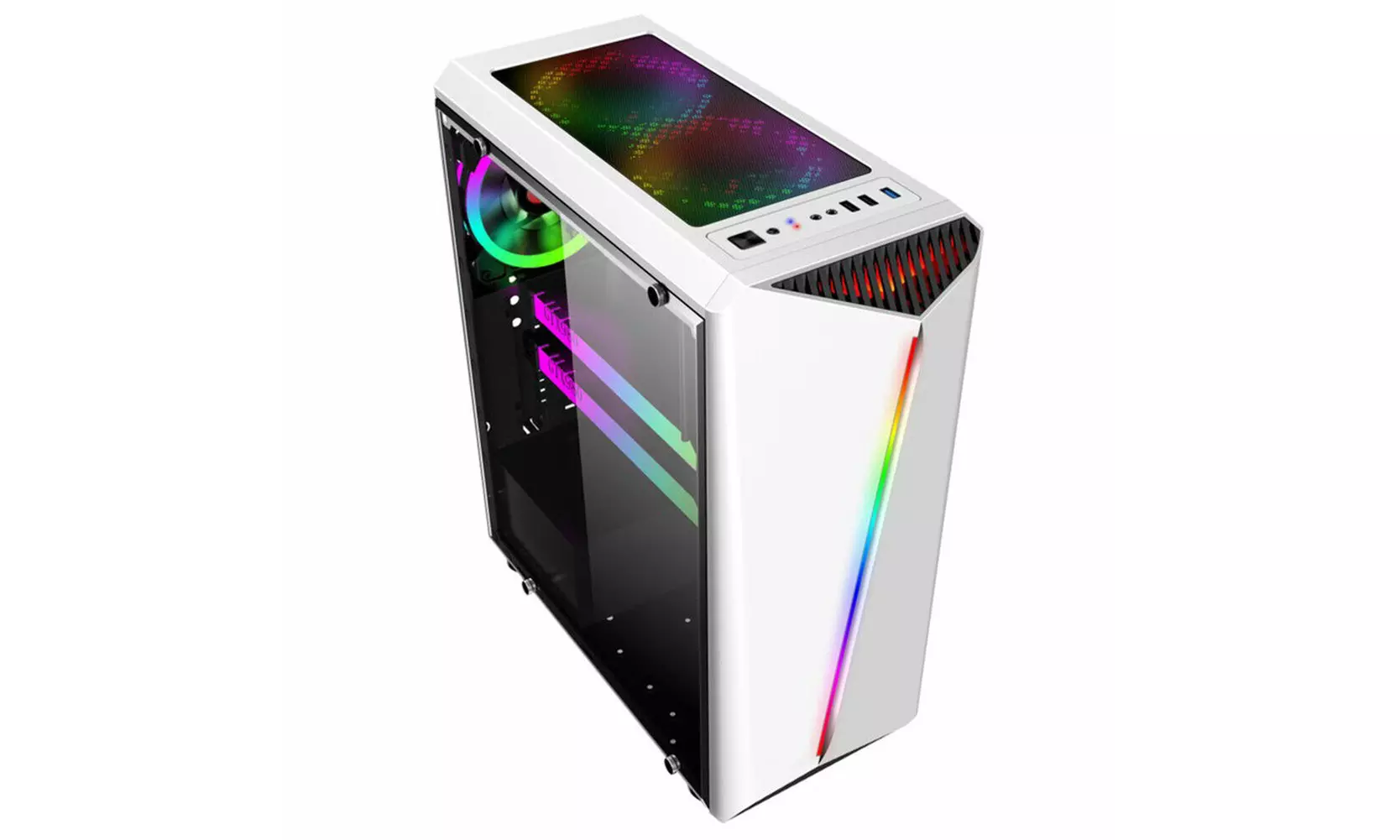 US ATX/MATX/ITX Mid Tower Case Side Panel Black White PC Gaming Computer Case - Primary Image