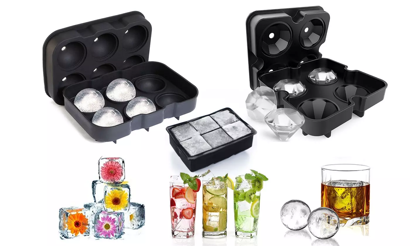 Ice Ball Maker Ice Cube Square Trays Silicone Molds for Whiskey Cocktails Party - Primary Image