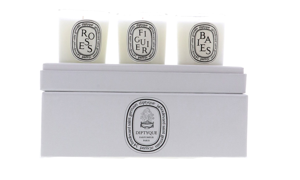 Diptyque Mini Scented Candle Coffret (Figuier, Baies, Roses) 3 x 2.4 oz
