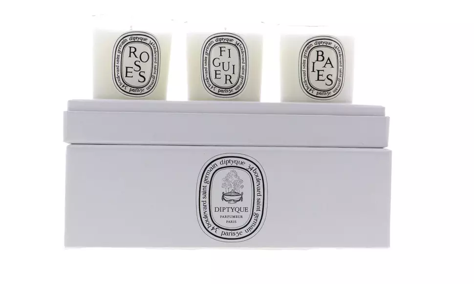 Diptyque Mini Scented Candle Coffret (Figuier, Baies, Roses) 3 x 2.4 oz