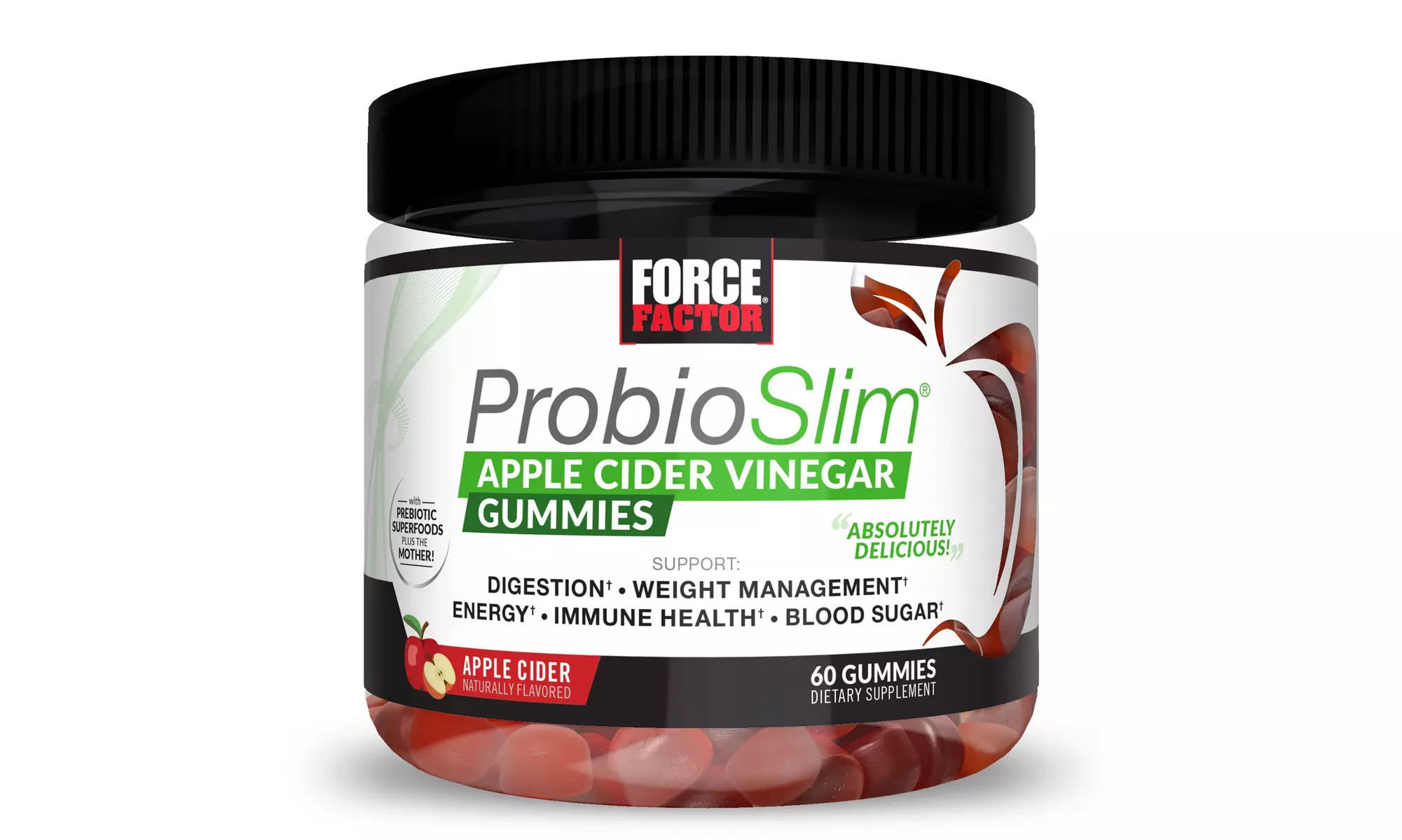 Force Factor ProbioSlim Apple Cider Vinegar Gummies Plus Probiotics - Primary Image